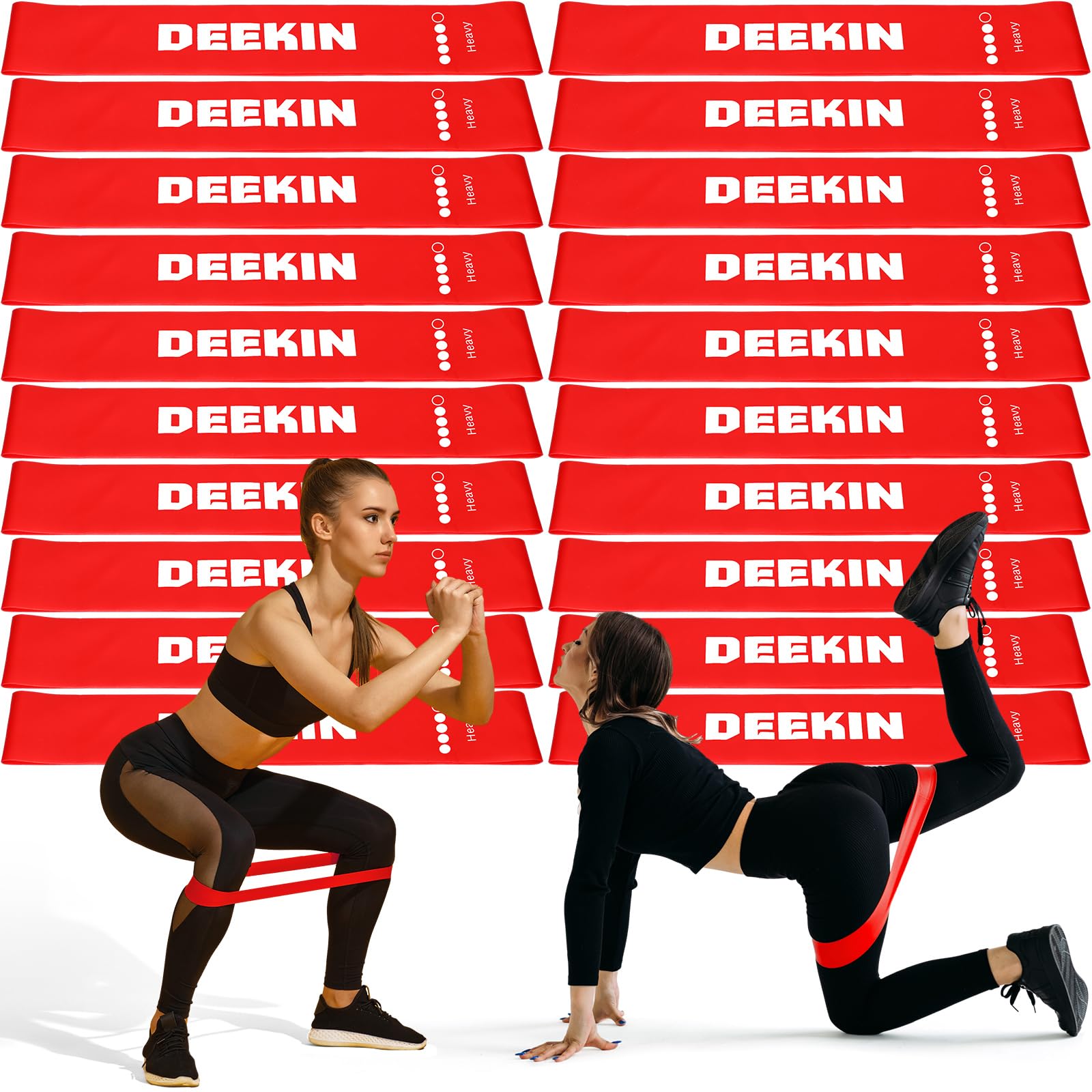 Deekin 20-Piece Resistance Loop Bands Set – 35-40 lbs TPE Exercise Bands for Home Gym
